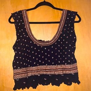 Free People Crop Top with beautiful embroidery.